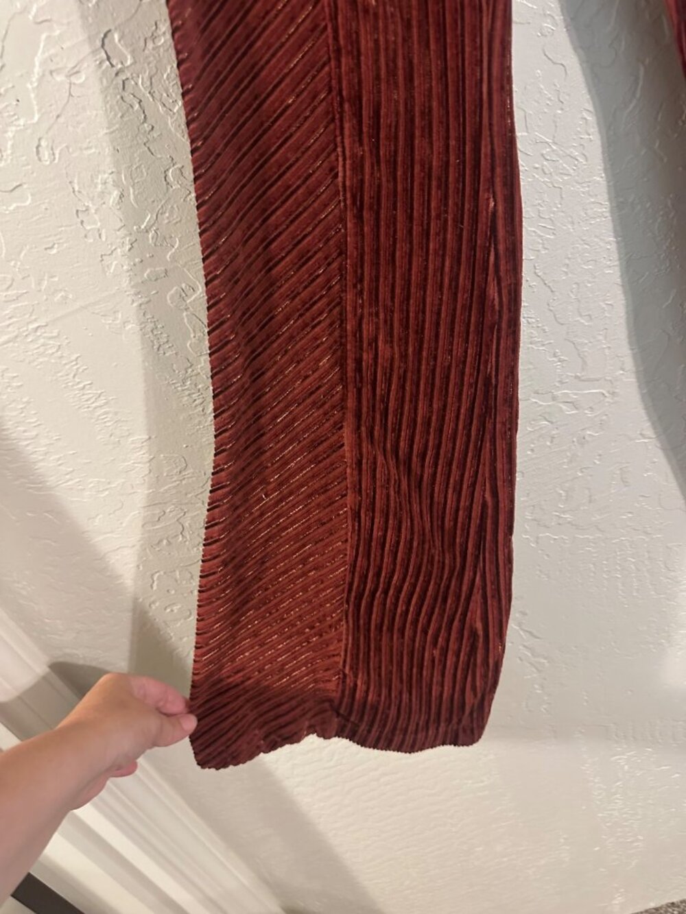 Free People Velvet High Rise Maroon Red Ribbed Bellbottom Pull on Pants - Picture 4 of 10